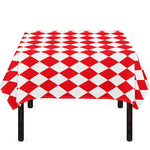 Red And White Harlequin Pattern Print Tablecloth