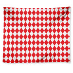 Red And White Harlequin Pattern Print Tapestry