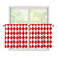 Red And White Harlequin Pattern Print Tier Curtains