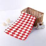 Red And White Harlequin Pattern Print Towel