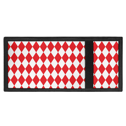 Red And White Harlequin Pattern Print Trifold Wallet