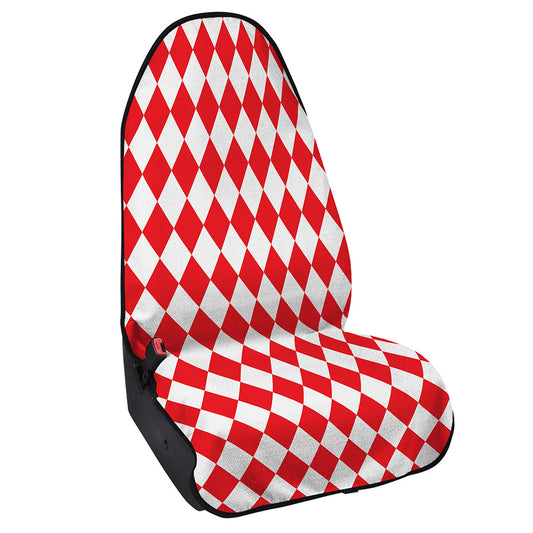 Red And White Harlequin Pattern Print Waterproof Car Seat Cover