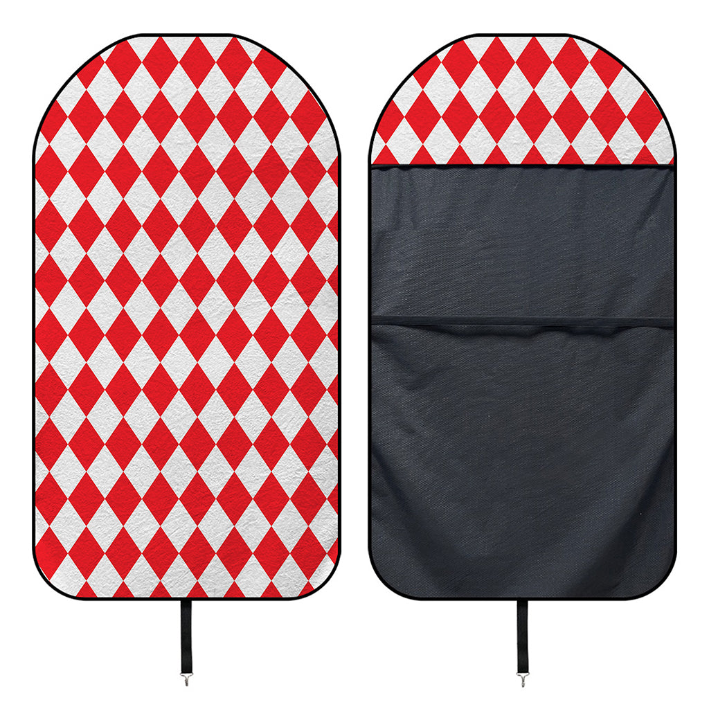 Red And White Harlequin Pattern Print Waterproof Car Seat Cover