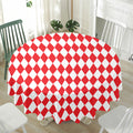 Red And White Harlequin Pattern Print Waterproof Round Tablecloth