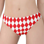 Red And White Harlequin Pattern Print Women's Panties