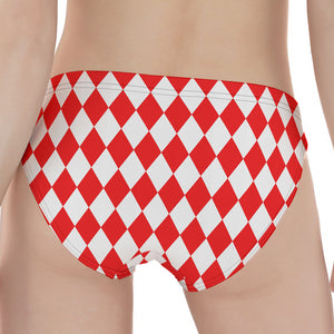 Red And White Harlequin Pattern Print Women's Panties