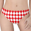 Red And White Harlequin Pattern Print Women's Thong