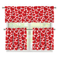 Red And White Heart Pattern Print 3 Piece Kitchen Curtains