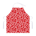 Red And White Heart Pattern Print Adjustable Apron