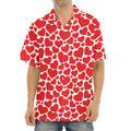 Red And White Heart Pattern Print Aloha Shirt