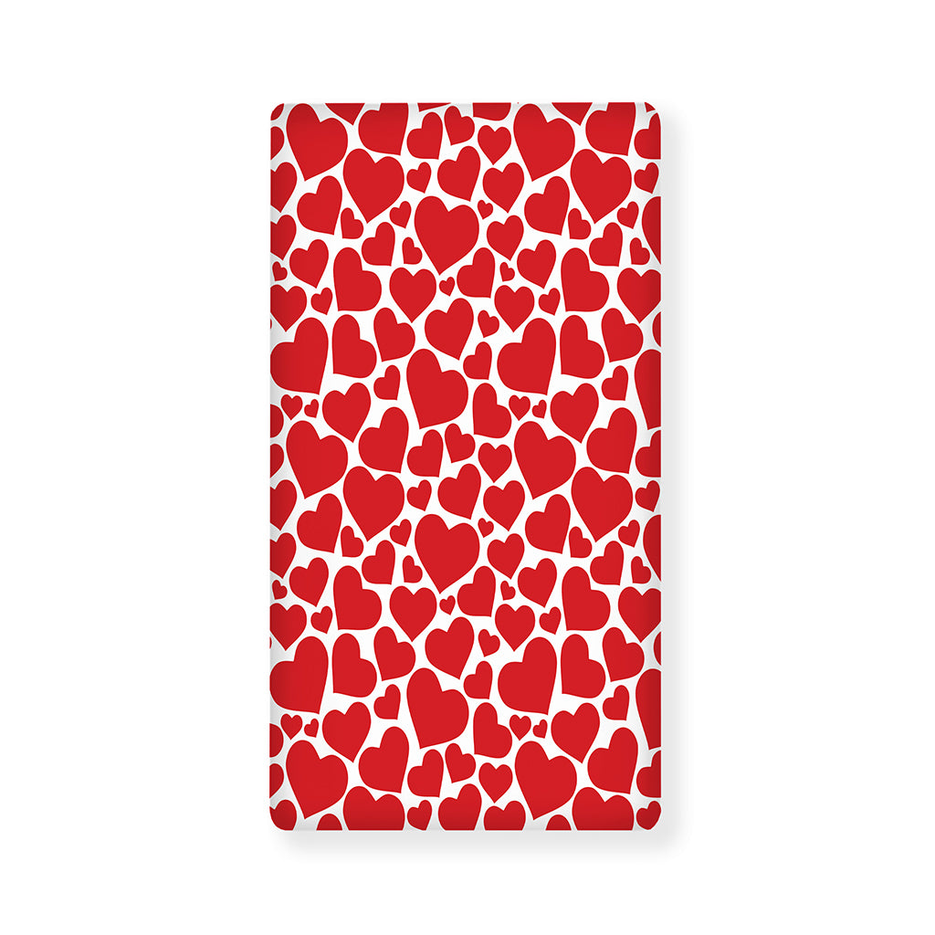 Red And White Heart Pattern Print Baby Crib Sheet
