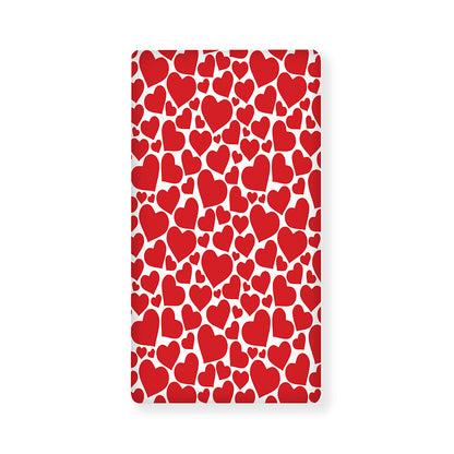 Red And White Heart Pattern Print Baby Crib Sheet