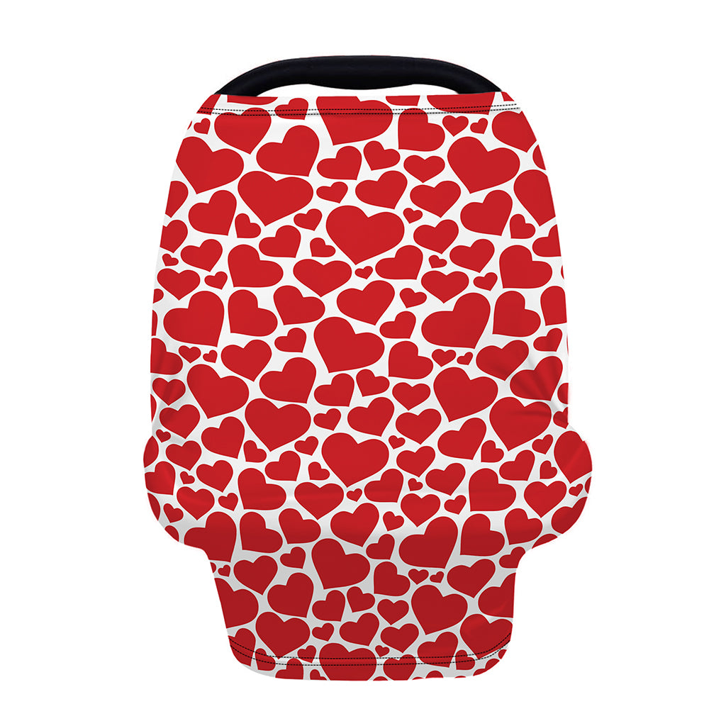 Red And White Heart Pattern Print Baby Seat Cover