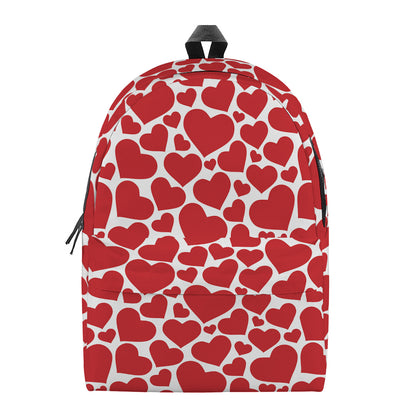 Red And White Heart Pattern Print Backpack