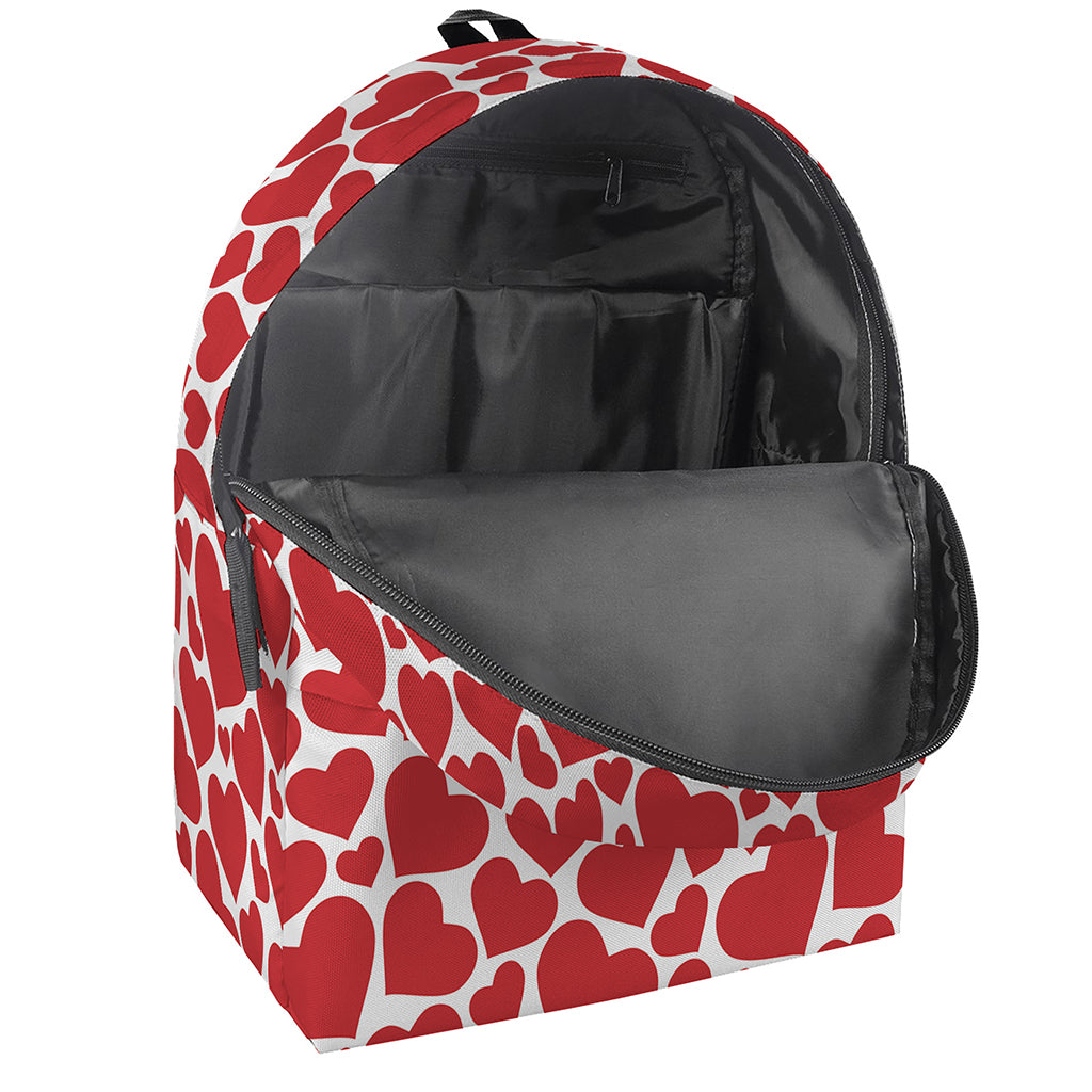 Red And White Heart Pattern Print Backpack