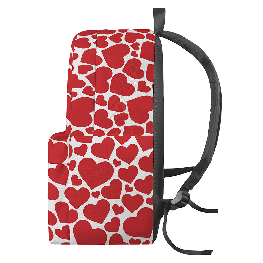Red And White Heart Pattern Print Backpack