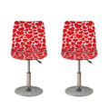 Red And White Heart Pattern Print Bar Stool Covers