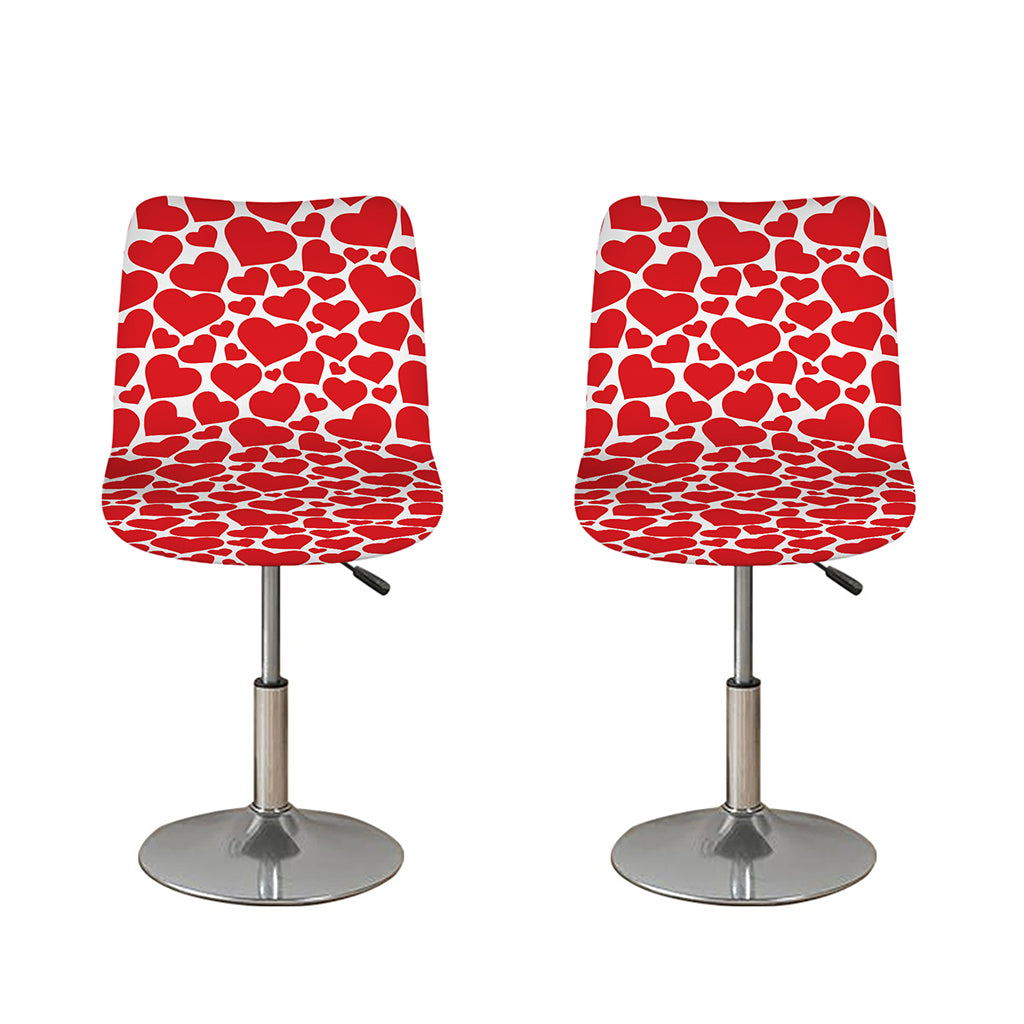 Red And White Heart Pattern Print Bar Stool Covers