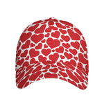 Red And White Heart Pattern Print Baseball Cap