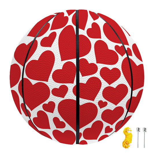 Red And White Heart Pattern Print Basketball