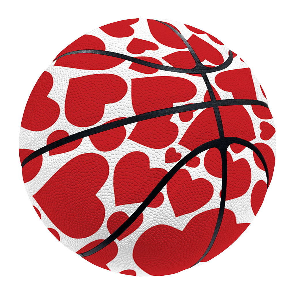 Red And White Heart Pattern Print Basketball