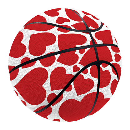 Red And White Heart Pattern Print Basketball