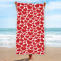 Red And White Heart Pattern Print Beach Towel