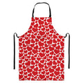 Red And White Heart Pattern Print Bib Apron With Pocket