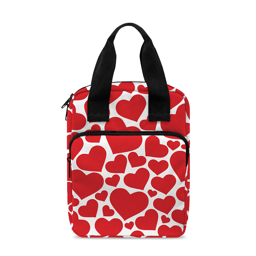 Red And White Heart Pattern Print Bible Tote Bag