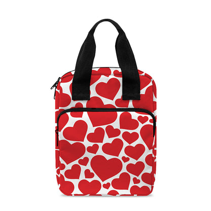 Red And White Heart Pattern Print Bible Tote Bag