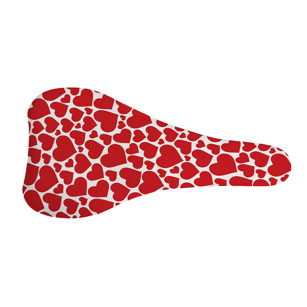 Red And White Heart Pattern Print Bicycle Seat Cover