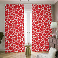 Red And White Heart Pattern Print Dimout Pencil Pleat Curtains