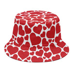 Red And White Heart Pattern Print Bucket Hat