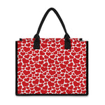 Red And White Heart Pattern Print Canvas Tote Bag