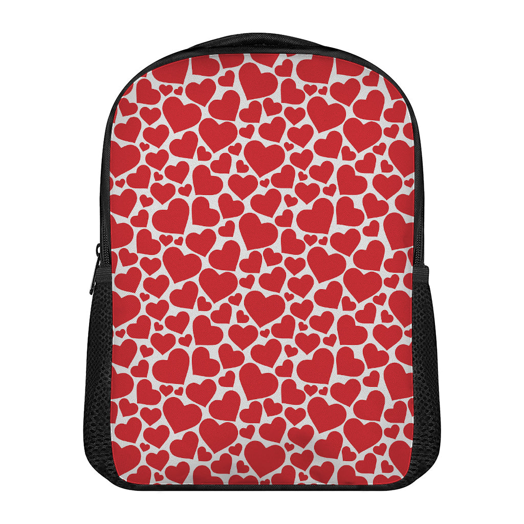 Red And White Heart Pattern Print Casual Backpack