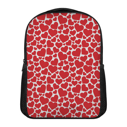 Red And White Heart Pattern Print Casual Backpack