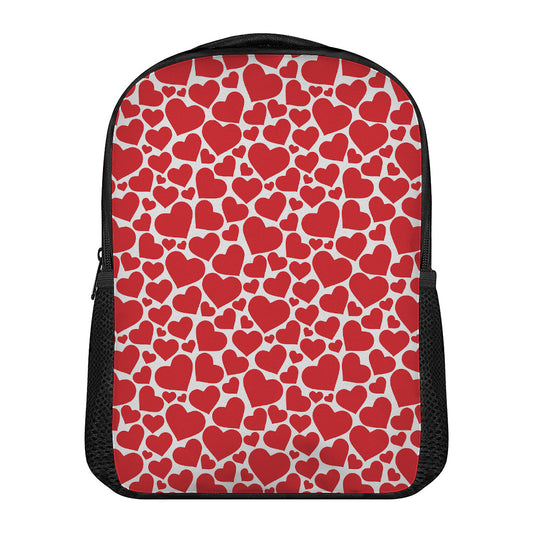 Red And White Heart Pattern Print Casual Backpack