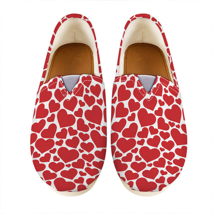 Red And White Heart Pattern Print Casual Shoes