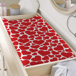 Red And White Heart Pattern Print Changing Pad Cover