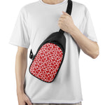Red And White Heart Pattern Print Chest Bag