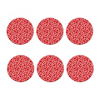 Red And White Heart Pattern Print Coaster Set