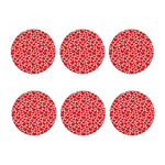Red And White Heart Pattern Print Coaster Set