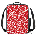 Red And White Heart Pattern Print Crossbody Lunch Bag