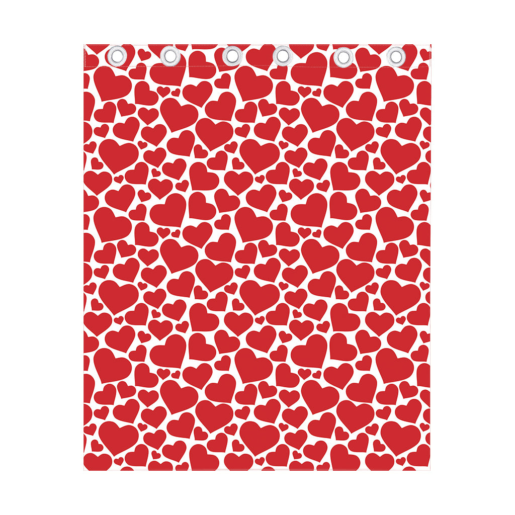 Red And White Heart Pattern Print Curtain