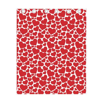 Red And White Heart Pattern Print Curtain