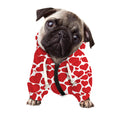 Red And White Heart Pattern Print Dog Zip Up Hoodie