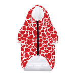 Red And White Heart Pattern Print Dog Zip Up Hoodie