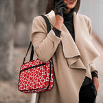 Red And White Heart Pattern Print Double Strap Bible Bag
