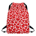 Red And White Heart Pattern Print Drawstring Backpack