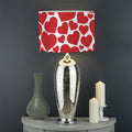 Red And White Heart Pattern Print Drum Lamp Shade